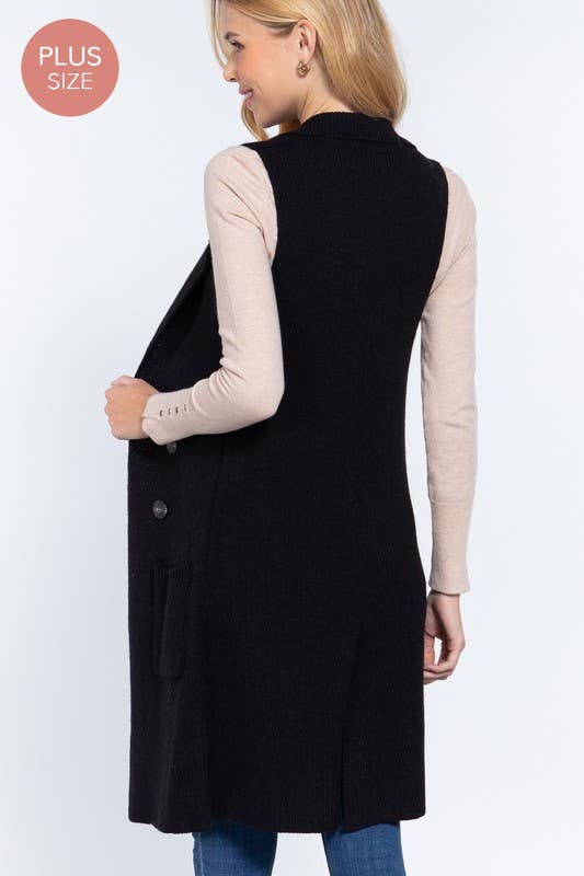 My Sister's Long Sweater Vest - Black