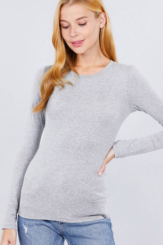 Basic Is Good Cotton Spandex Jersey Top - Grey