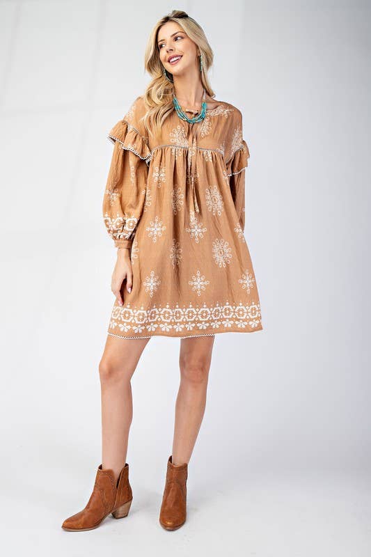 Old Girl Favorite Babydoll Dress-CAMEL