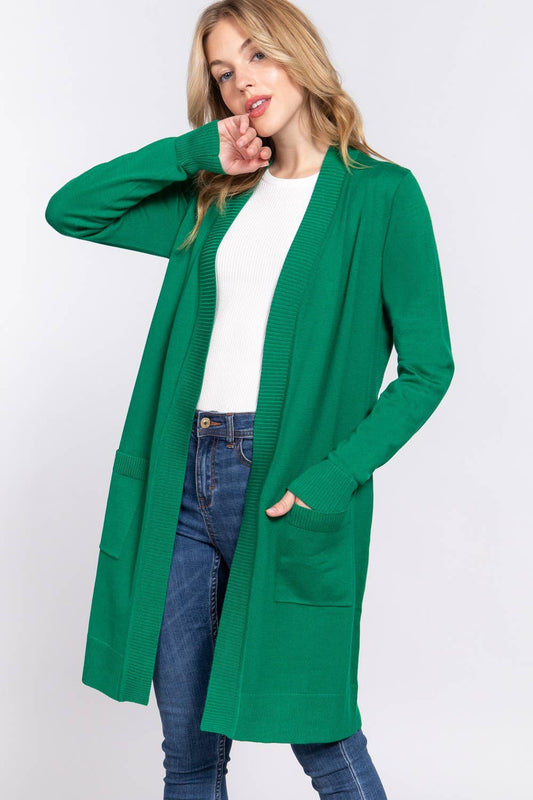 Know Better Tunic Sweater Cardigan - Green