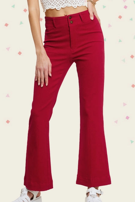 Lisa Wide Flare Pants - Red