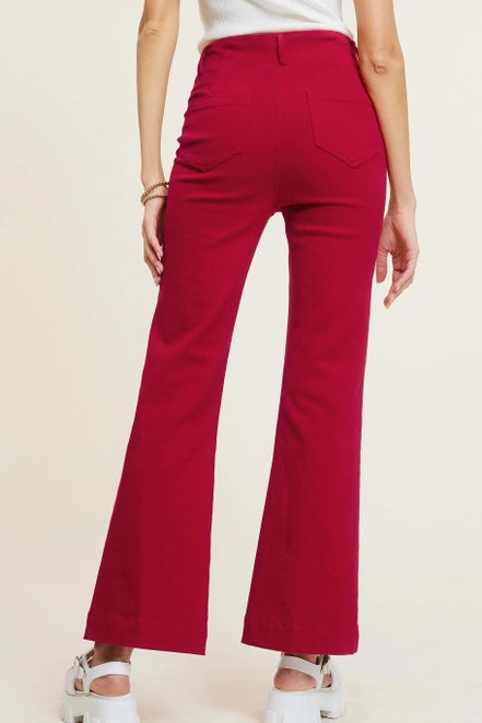 Lisa Wide Flare Pants - Red