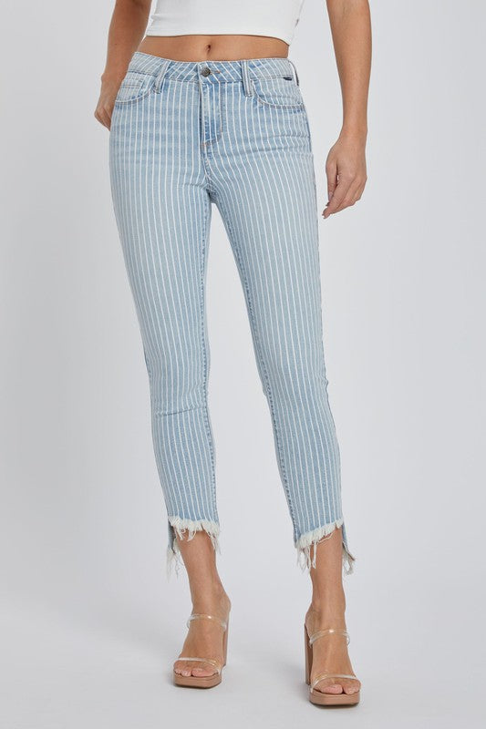 STRIPE Mid Rise Crop Skinny