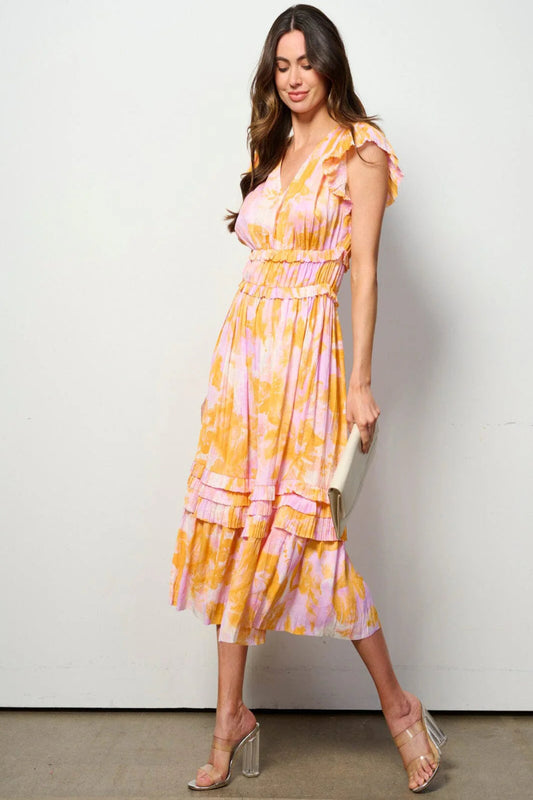 The Graceful Shift Dress - Orange Lavender