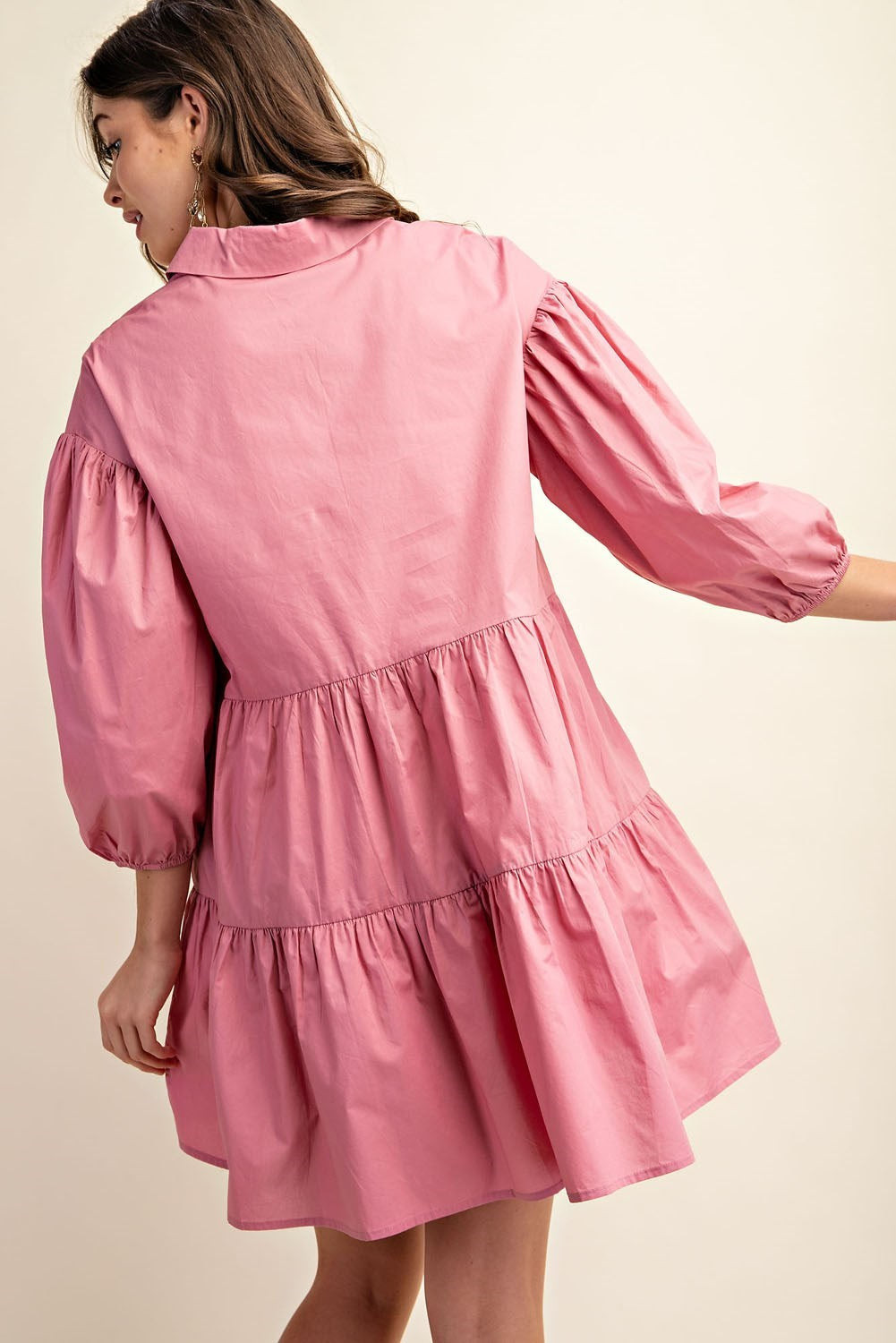 The Power Pose Tiered Shirt Dress - Pink