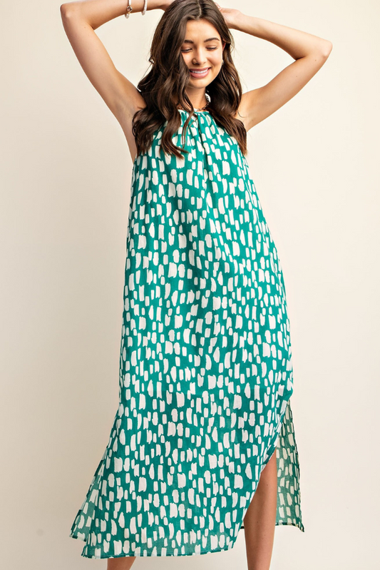 What You Want Printed Midi Dress - Green