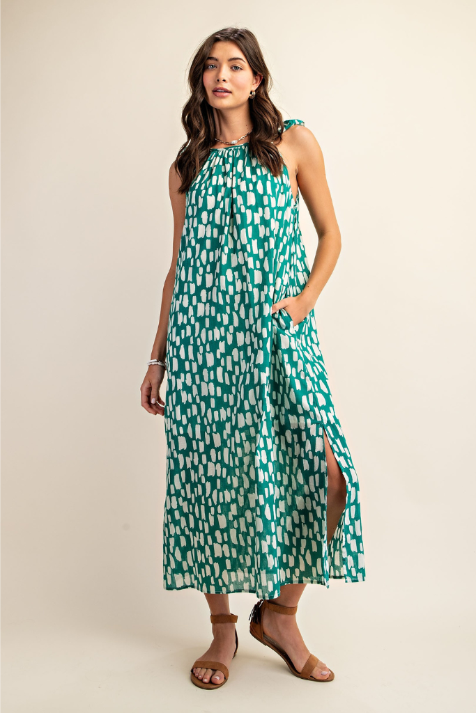 What You Want Printed Midi Dress - Green