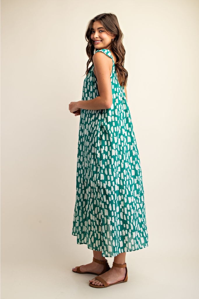 What You Want Printed Midi Dress - Green