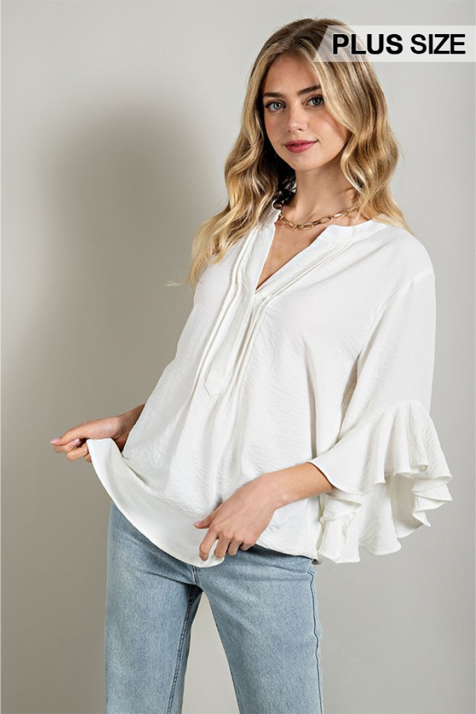 Naturally Yours Ruffled Top - Off White