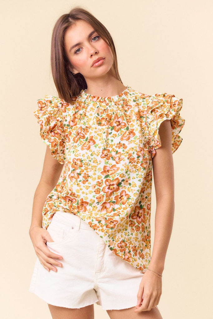 Pinky Promise Floral Top - Orange