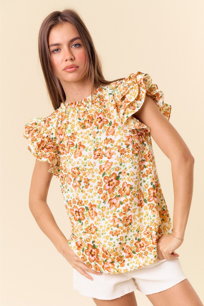 Pinky Promise Floral Top - Orange