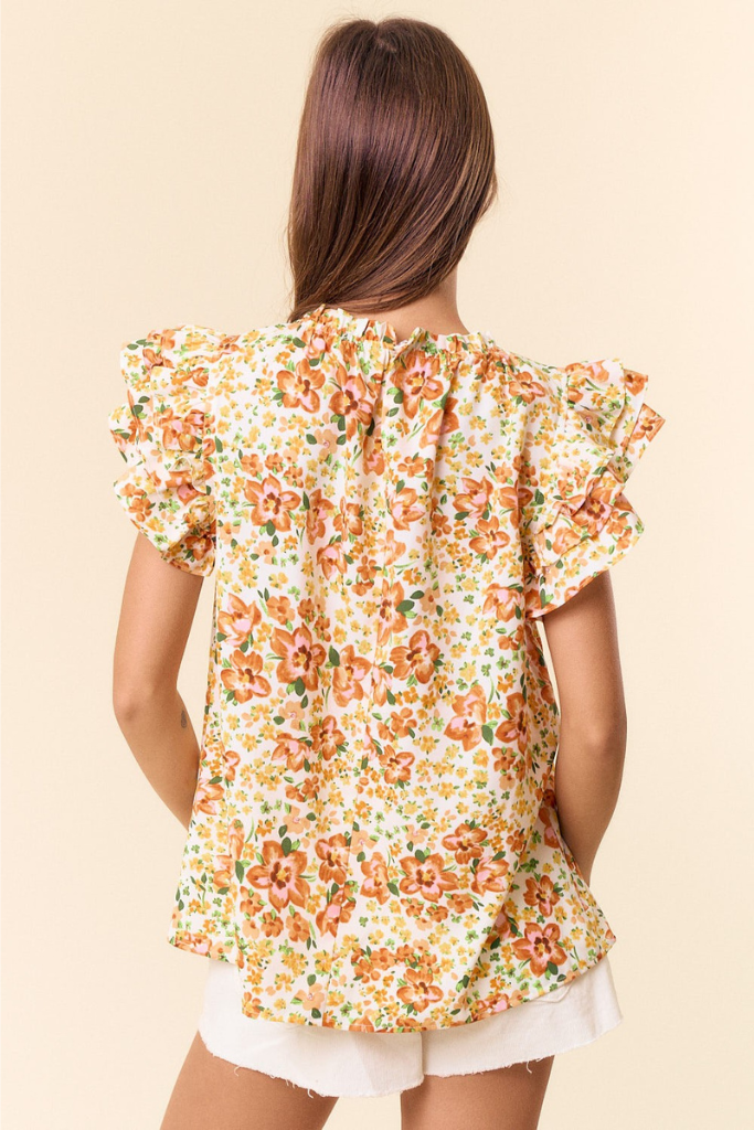 Pinky Promise Floral Top - Orange