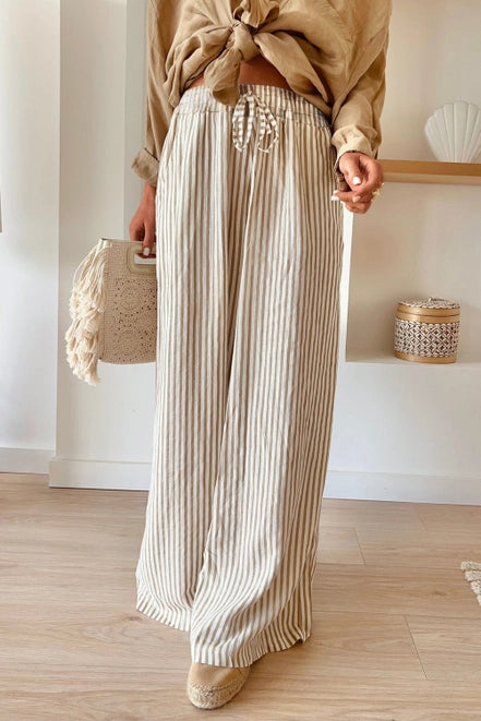 Wide and Stripes Pants - Tan