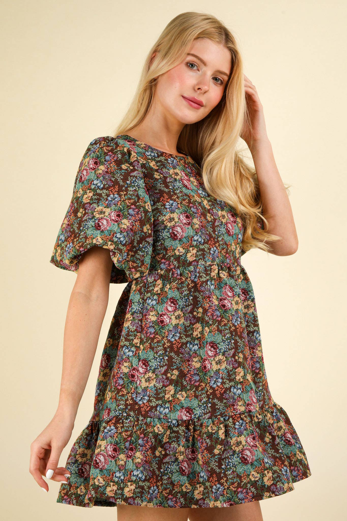 Walk It Out Jacquard Mini Dress -  CHOCO MIX