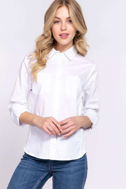 Slip It On Stretch Poplin Shirt - OFF WHITE